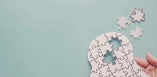 human head puzzle silhouette with missing pieces
