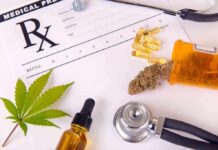 CDC Drops Stunner on Weed Medical prescription with cannabis, pills, and a stethoscope